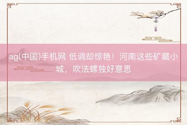 ag(中国)手机网 低调却惊艳!河南这些矿藏小城,吹法螺独好意思