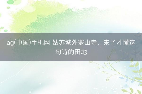 ag(中国)手机网 姑苏城外寒山寺,来了才懂这句诗的田地