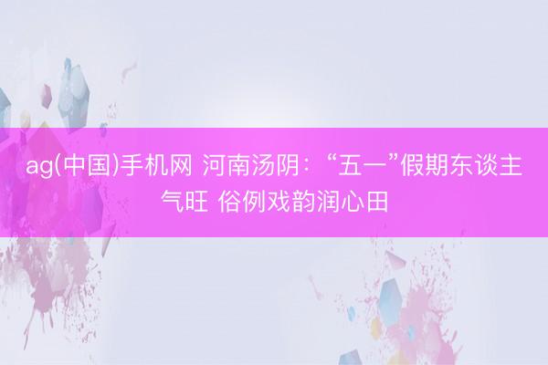 ag(中国)手机网 河南汤阴：“五一”假期东谈主气旺 俗例戏韵润心田