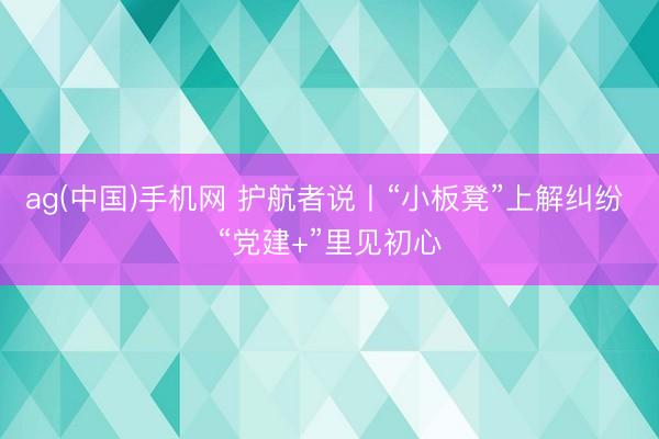 ag(中国)手机网 护航者说丨“小板凳”上解纠纷 “党建+”里见初心