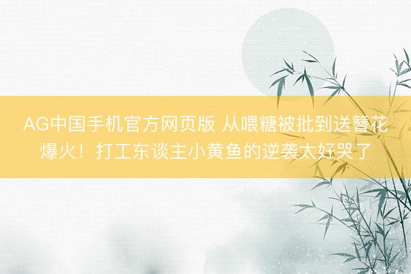 AG中国手机官方网页版 从喂糖被批到送簪花爆火！打工东谈主小黄鱼的逆袭太好哭了