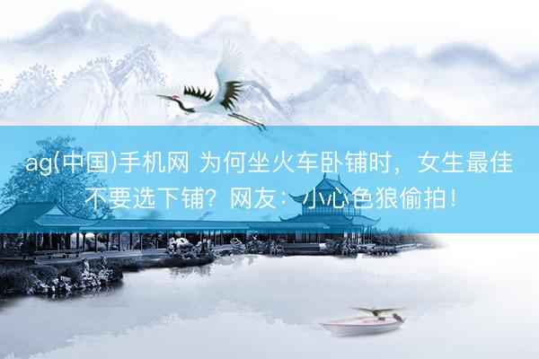 ag(中国)手机网 为何坐火车卧铺时，女生最佳不要选下铺？网友：小心色狼偷拍！