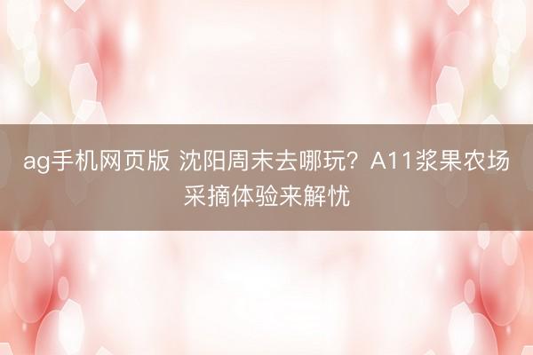 ag手机网页版 沈阳周末去哪玩？A11浆果农场采摘体验来解忧