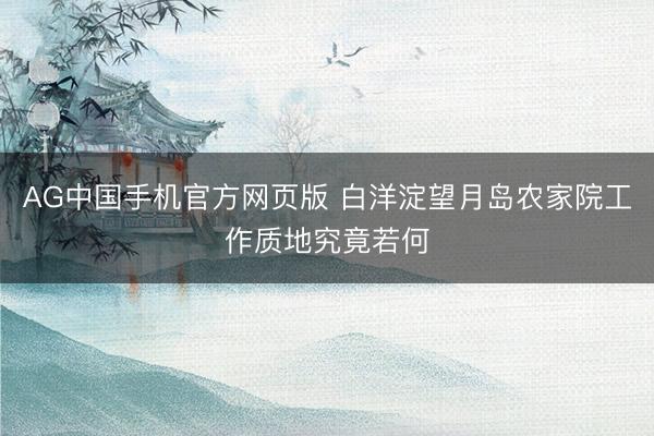 AG中国手机官方网页版 白洋淀望月岛农家院工作质地究竟若何