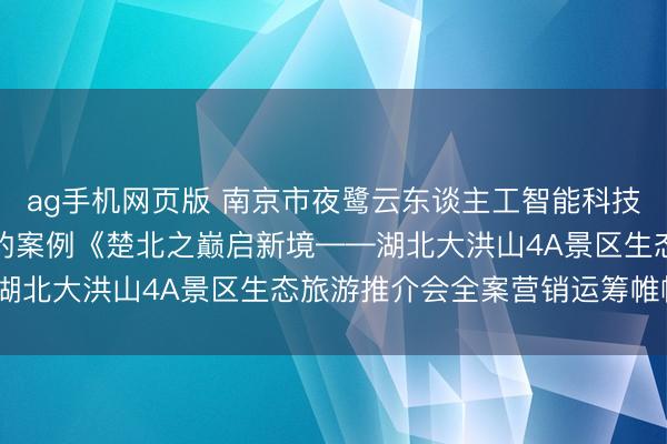 ag手机网页版 南京市夜鹭云东谈主工智能科技有限公司史杰松营销商酌案例《楚北之巅启新境——湖北大洪山4A景区生态旅游推介会全案营销运筹帷幄》
