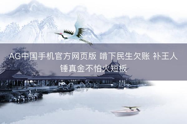 AG中国手机官方网页版 啃下民生欠账 补王人锤真金不怕火短板