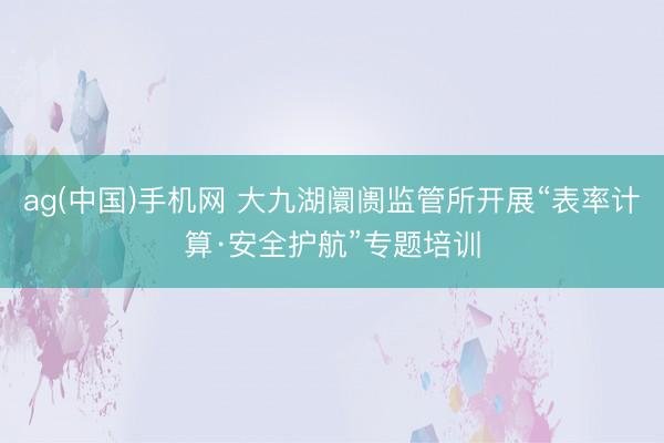 ag(中国)手机网 大九湖阛阓监管所开展“表率计算·安全护航”专题培训
