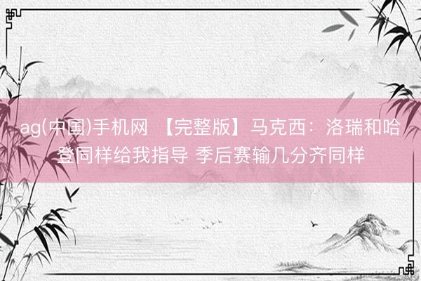 ag(中国)手机网 【完整版】马克西：洛瑞和哈登同样给我指导 季后赛输几分齐同样
