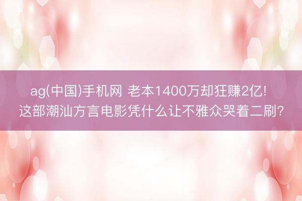ag(中国)手机网 老本1400万却狂赚2亿! 这部潮汕方言电影凭什么让不雅众哭着二刷?
