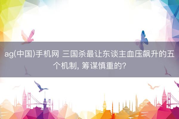 ag(中国)手机网 三国杀最让东谈主血压飙升的五个机制， 筹谋慎重的?