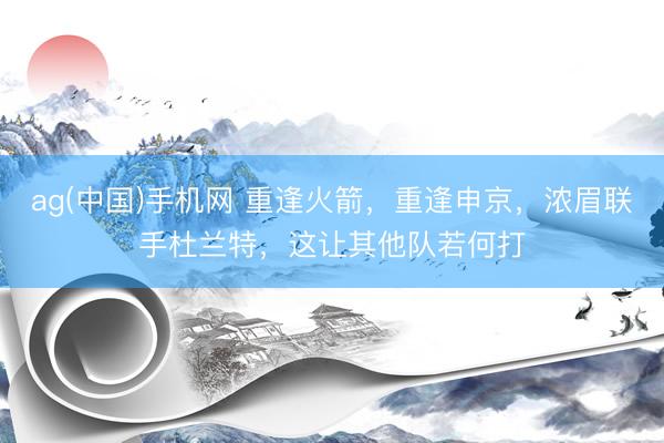 ag(中国)手机网 重逢火箭，重逢申京，浓眉联手杜兰特，这让其他队若何打