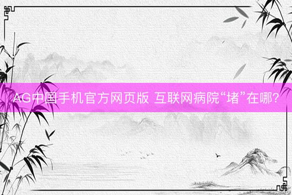 AG中国手机官方网页版 互联网病院“堵”在哪？