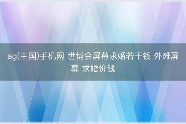 ag(中国)手机网 世博会屏幕求婚若干钱 外滩屏幕 求婚价钱