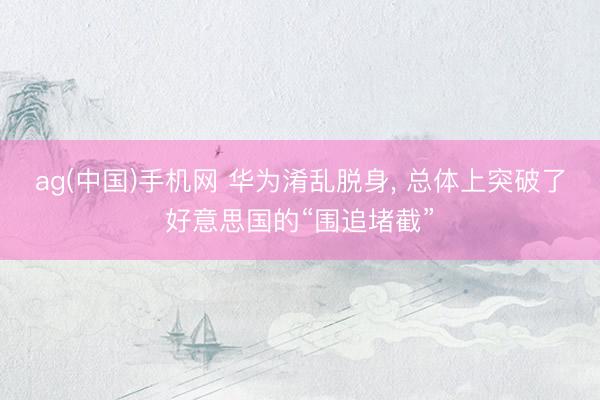 ag(中国)手机网 华为淆乱脱身， 总体上突破了好意思国的“围追堵截”