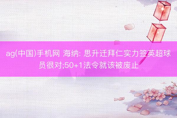 ag(中国)手机网 海纳: 思升迁拜仁实力签英超球员很对;50+1法令就该被废止