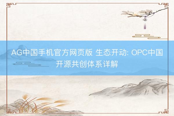 AG中国手机官方网页版 生态开动: OPC中国开源共创体系详解