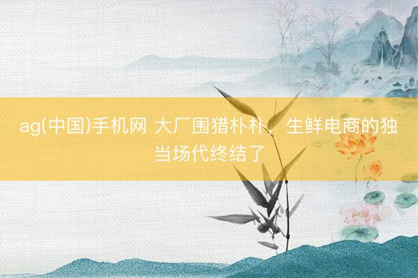 ag(中国)手机网 大厂围猎朴朴，生鲜电商的独当场代终结了