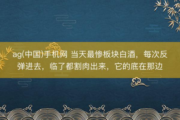 ag(中国)手机网 当天最惨板块白酒，每次反弹进去，临了都割肉出来，它的底在那边