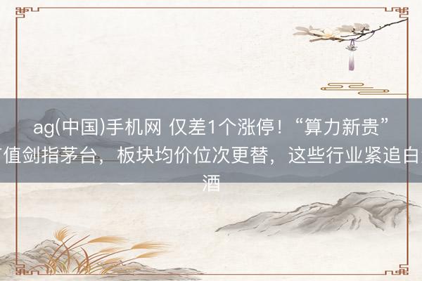 ag(中国)手机网 仅差1个涨停！“算力新贵”市值剑指茅台，板块均价位次更替，这些行业紧追白酒