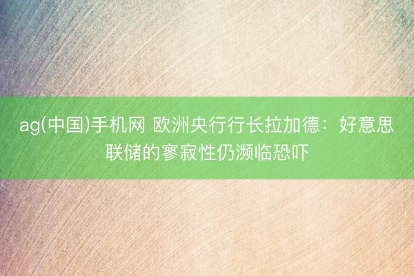 ag(中国)手机网 欧洲央行行长拉加德:好意思联储的寥寂性仍濒临恐吓