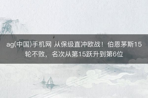 ag(中国)手机网 从保级直冲欧战！伯恩茅斯15轮不败，名次从第15跃升到第6位