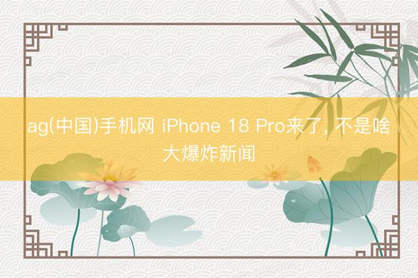 ag(中国)手机网 iPhone 18 Pro来了， 不是啥大爆炸新闻