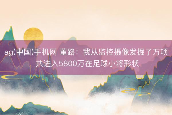 ag(中国)手机网 董路：我从监控摄像发掘了万项 共进入5800万在足球小将形状