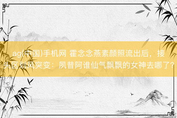 ag(中国)手机网 霍念念燕素颜照流出后，接头区划风突变：夙昔阿谁仙气飘飘的女神去哪了？