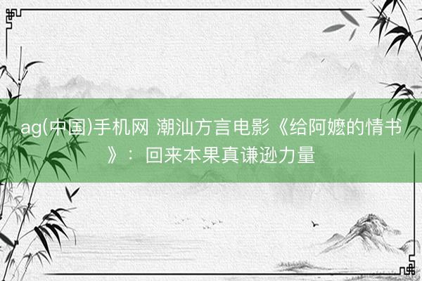 ag(中国)手机网 潮汕方言电影《给阿嬷的情书》：回来本果真谦逊力量