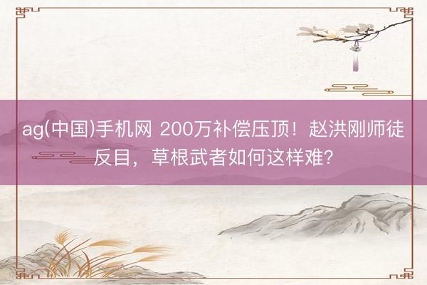 ag(中国)手机网 200万补偿压顶！赵洪刚师徒反目，草根武者如何这样难？