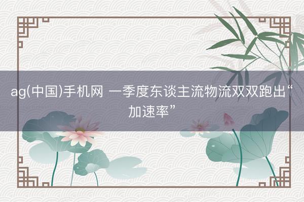 ag(中国)手机网 一季度东谈主流物流双双跑出“加速率”