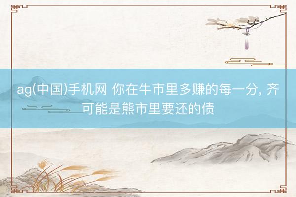ag(中国)手机网 你在牛市里多赚的每一分， 齐可能是熊市里要还的债