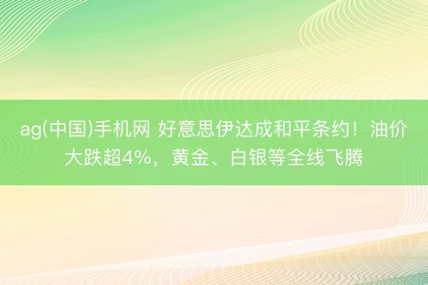 ag(中国)手机网 好意思伊达成和平条约！油价大跌超4%，黄金、白银等全线飞腾