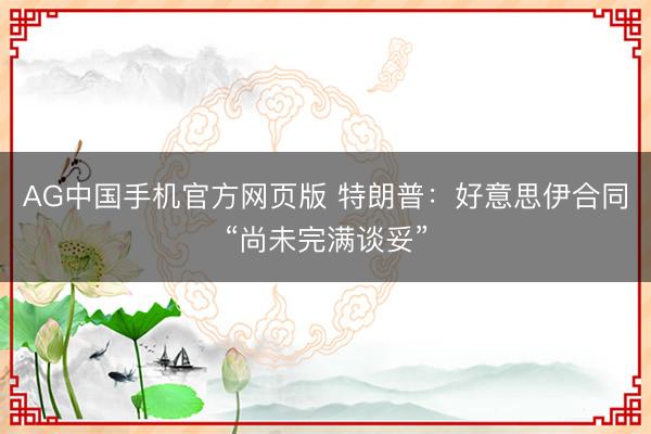 AG中国手机官方网页版 特朗普：好意思伊合同“尚未完满谈妥”