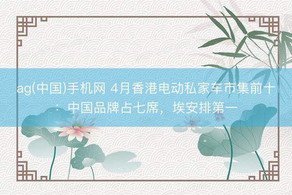 ag(中国)手机网 4月香港电动私家车市集前十：中国品牌占七席，埃安排第一