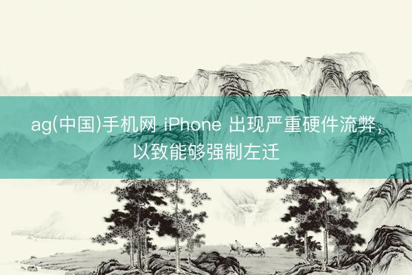 ag(中国)手机网 iPhone 出现严重硬件流弊，以致能够强制左迁